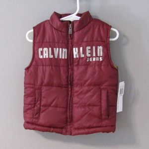 NWT Calvin Klein Jeans Puffer Vest Burgundy 18m